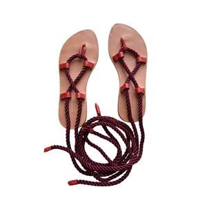 NWOT The Palatines Helica satin cord Lace Up Leather Sandals Size 6.5